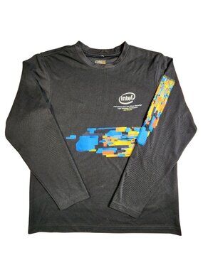 Intel Core 365 Mens Black Long Sleeve Shirt With 14nm Silicon Tech Graphic Desig